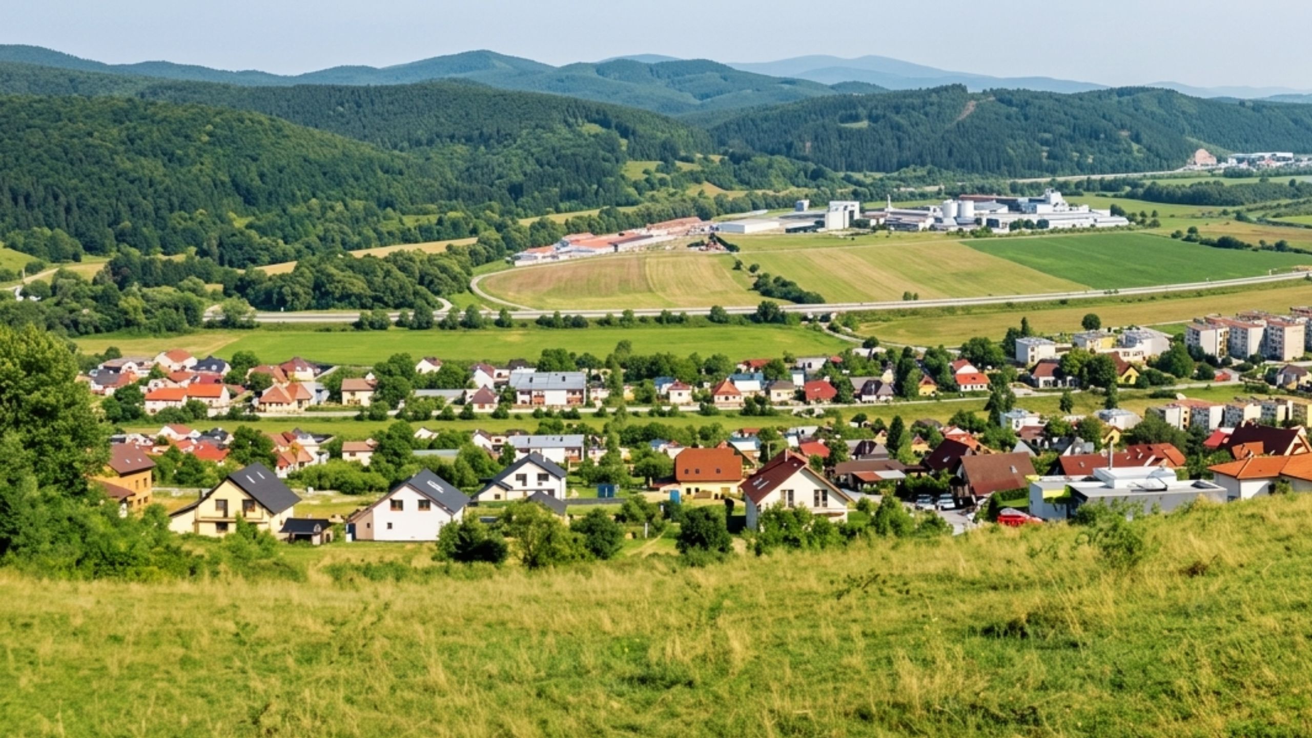 Panoráma Rakytoviec v letnom popoludní s Banskou Bystricou na obzore