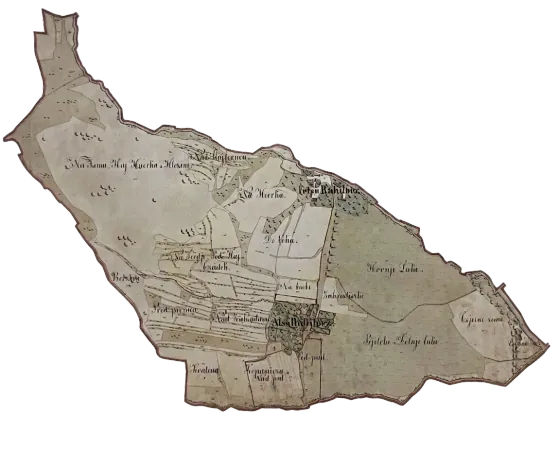 Historical map of the Rakytovce cadastre from 1859