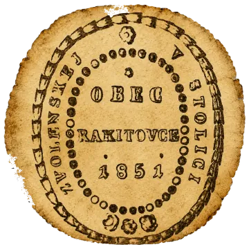 Inscription seal of the village of Rakytovce from 1851